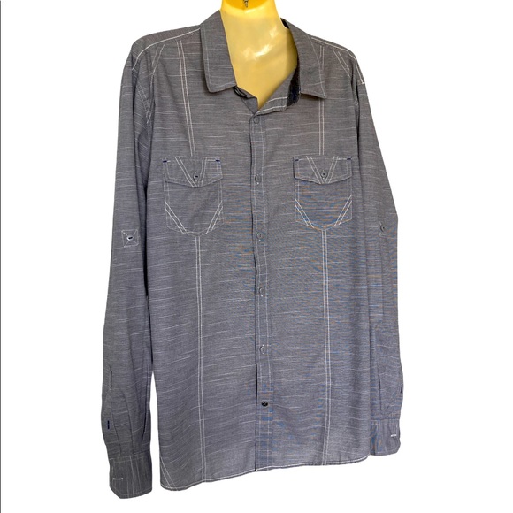 Drill Clothing Company NYC Shirt Button Front Long Sleeve Roll Tab Sleeves Gray - Picture 1 of 9